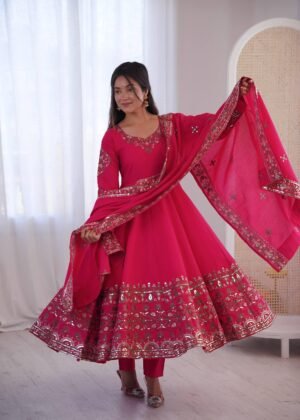 Alternative view of stitched New Colour Added  AK-5016 — "Elegant Embroidered Sequence Designer Anarkali Three Piece Set"