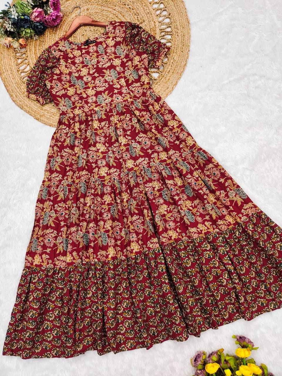 stitched gwon SUMMER SPECIAL Beautiful Pure cotton Floral maxi - Image 7