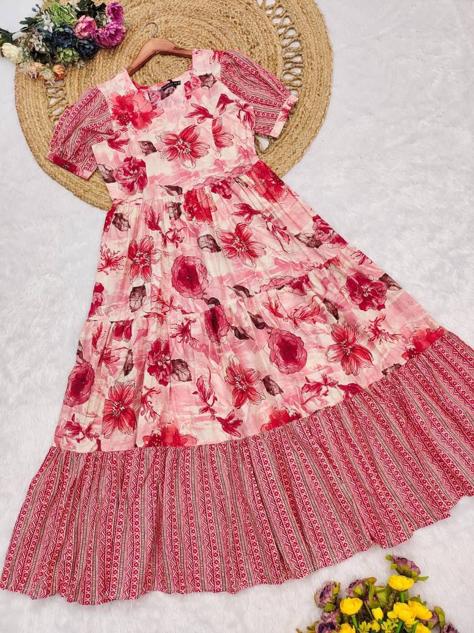 stitched gwon SUMMER SPECIAL Beautiful Pure cotton Floral maxi - Image 9