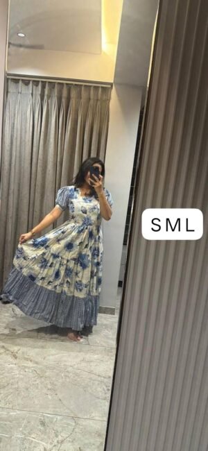 Alternative view of stitched gwon SUMMER SPECIAL  Beautiful Pure cotton Floral maxi