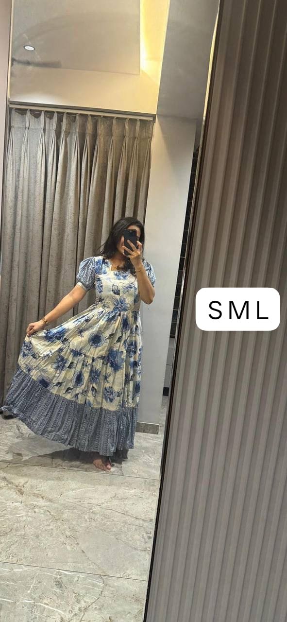 stitched gwon SUMMER SPECIAL Beautiful Pure cotton Floral maxi - Image 2