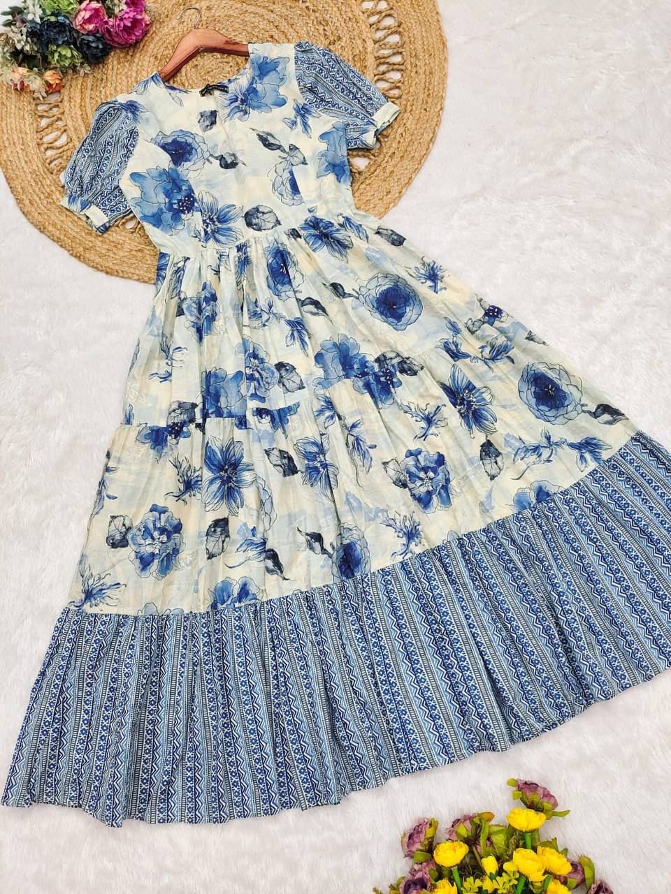 stitched gwon SUMMER SPECIAL Beautiful Pure cotton Floral maxi