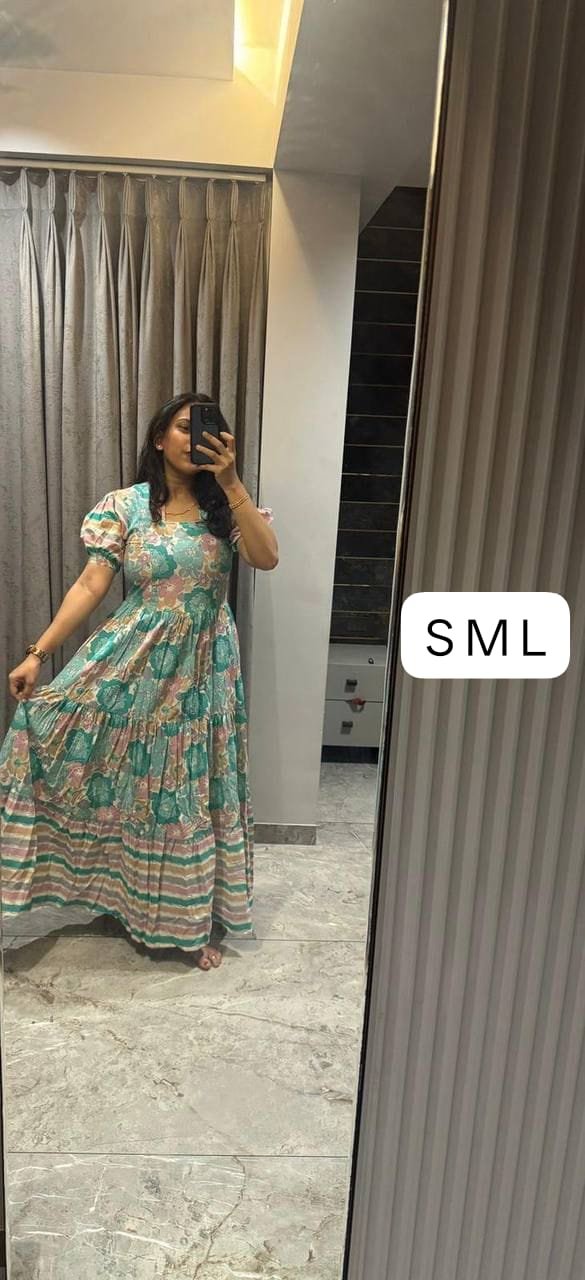 stitched gwon SUMMER SPECIAL Beautiful Pure cotton Floral maxi - Image 6