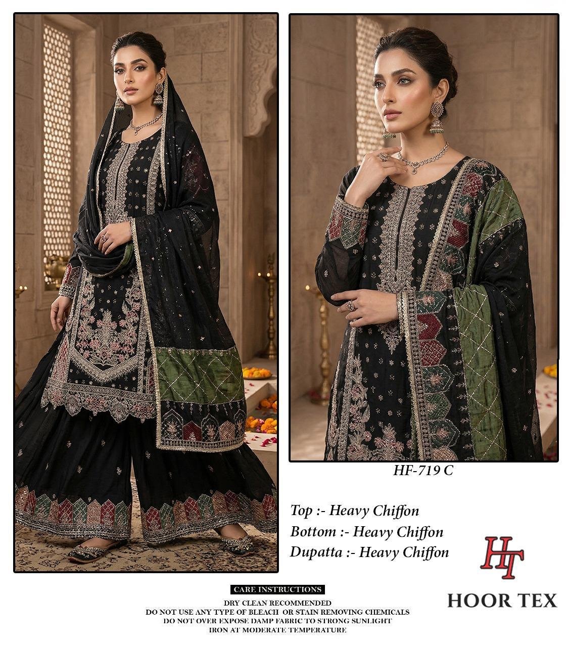 stitched Hoor Tex Present. New Catalogue in pakistani... *Full Stitched *HF-719,A To C - Image 3