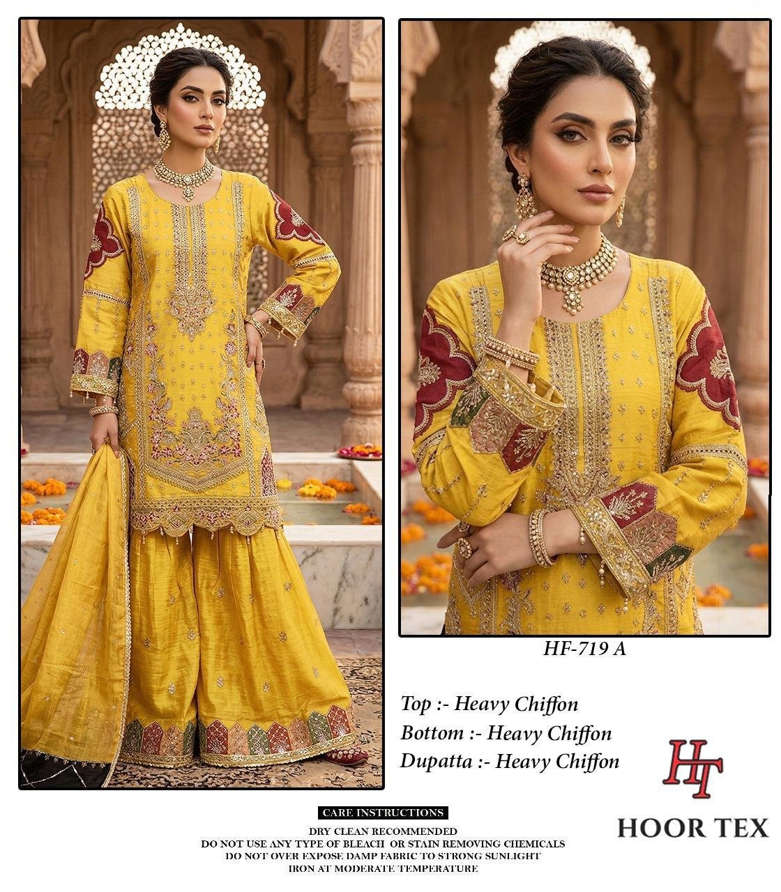 stitched Hoor Tex Present. New Catalogue in pakistani... *Full Stitched *HF-719,A To C - Image 5