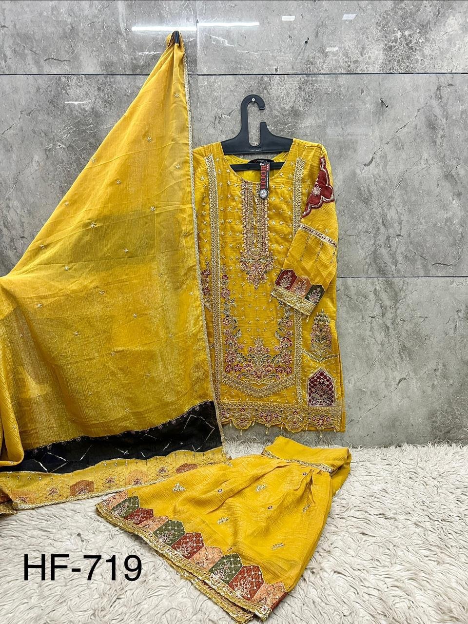 stitched Hoor Tex Present. New Catalogue in pakistani... *Full Stitched *HF-719,A To C - Image 6