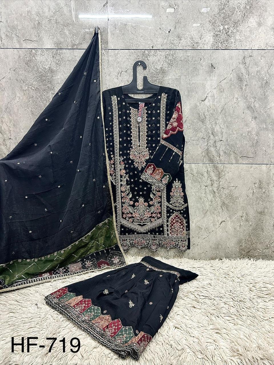 stitched Hoor Tex Present. New Catalogue in pakistani... *Full Stitched *HF-719,A To C - Image 4
