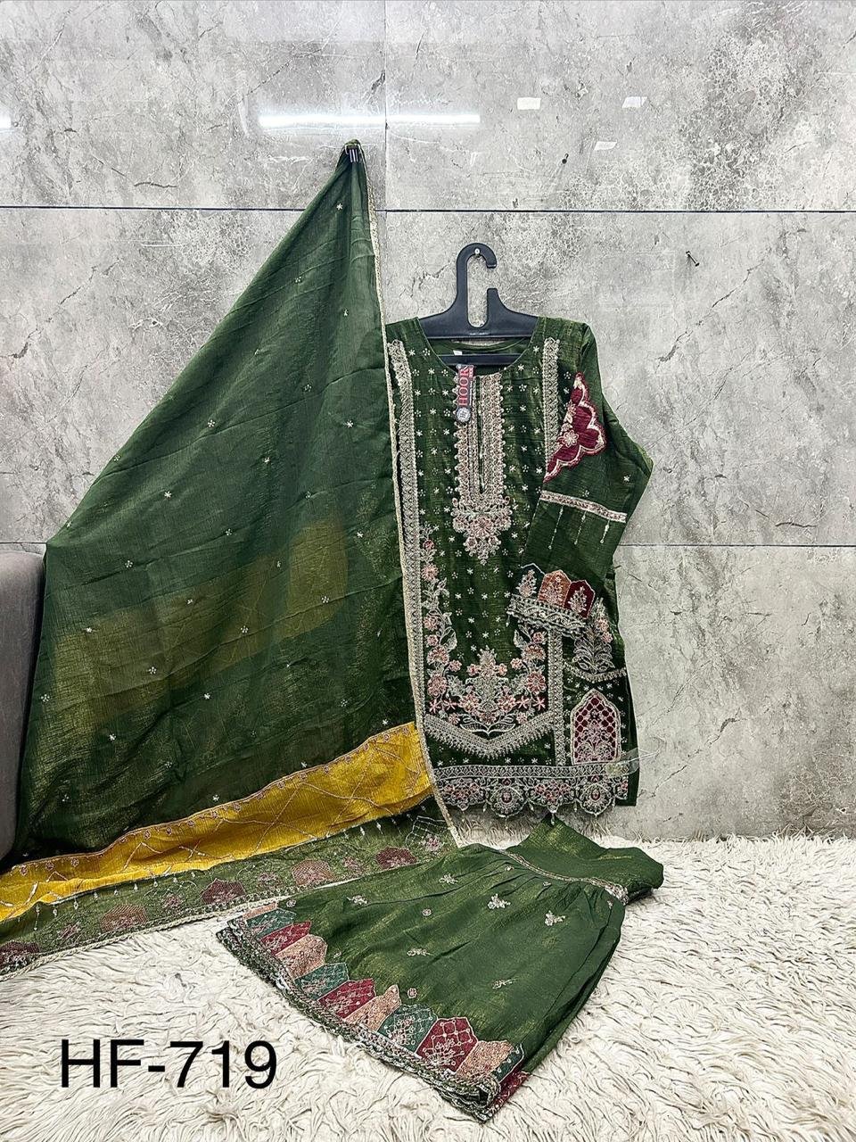 stitched Hoor Tex Present. New Catalogue in pakistani... *Full Stitched *HF-719,A To C - Image 2