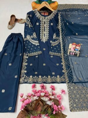 Alternative view of stitched ENHANCE THE BEAUTY OF YOUR WARDROBE WITH THIS NEWLY LAUNCHED KURTI-PANT SET
