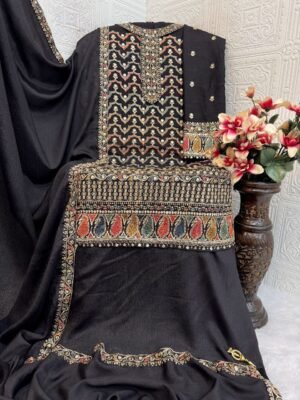 Alternative view of unstitched TAWAKKAL FABRICS Design No: 5101 Upgrade your collection with this elegant semi-stitched ethnic set, crafted for a premium and graceful look.