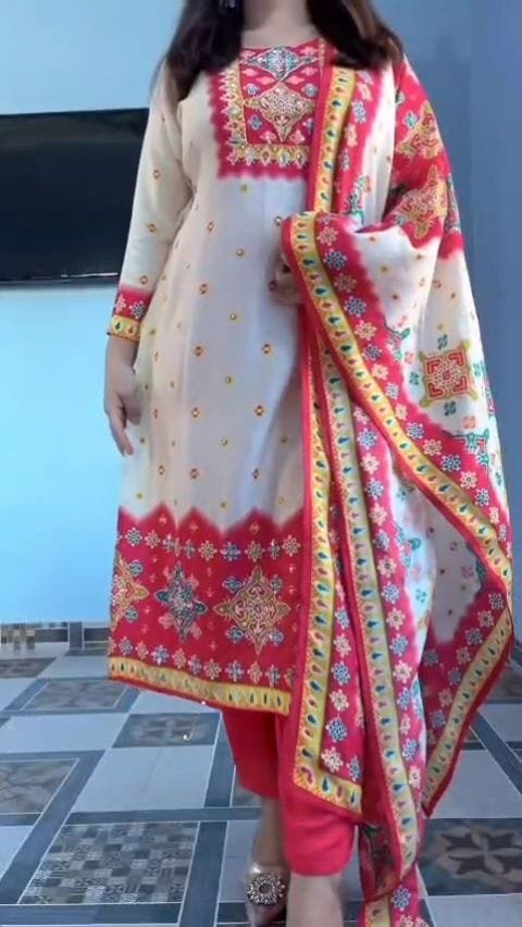 stitched These stunning ethnic sets are crafted from premium Maslin fabric, known for its buttery-smooth texture, natural sheen, and lightweight comfort. Perfect for festive occasions or elegant daily wear, these outfits blend traditional artistry with a modern silhouette.