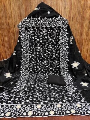 Alternative view of UNSTITCHED ʜᴇᴀᴠʏ ϙᴜᴀʟɪᴛʏ ᴄʜᴀɴᴅᴇʀɪ sɪʟᴋ ᴡɪᴛʜ ʙᴇᴀᴜᴛɪғᴜʟ ᴇᴍʙʀᴏɪᴅᴇʀʏ ᴡᴏʀᴋ