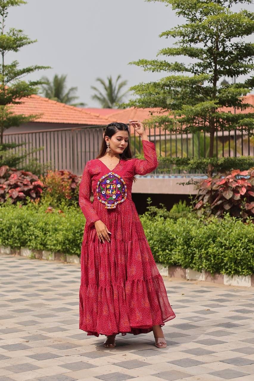 stitched gown Product Code :- AK - 121 Real Modeling Product AK Creation is Launching Navratri Special Gamathi Work Gown - Image 5