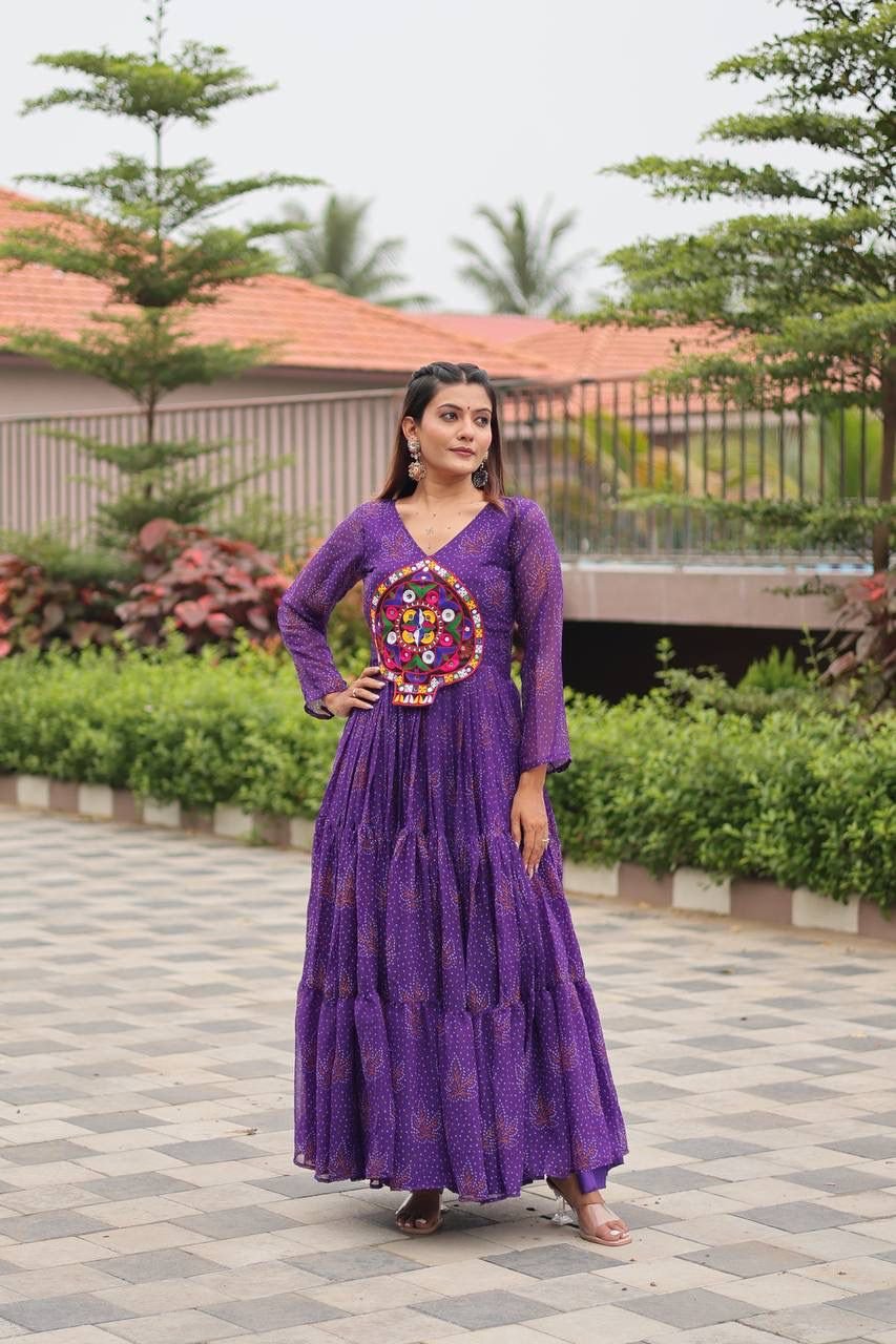 stitched gown Product Code :- AK - 121 Real Modeling Product AK Creation is Launching Navratri Special Gamathi Work Gown