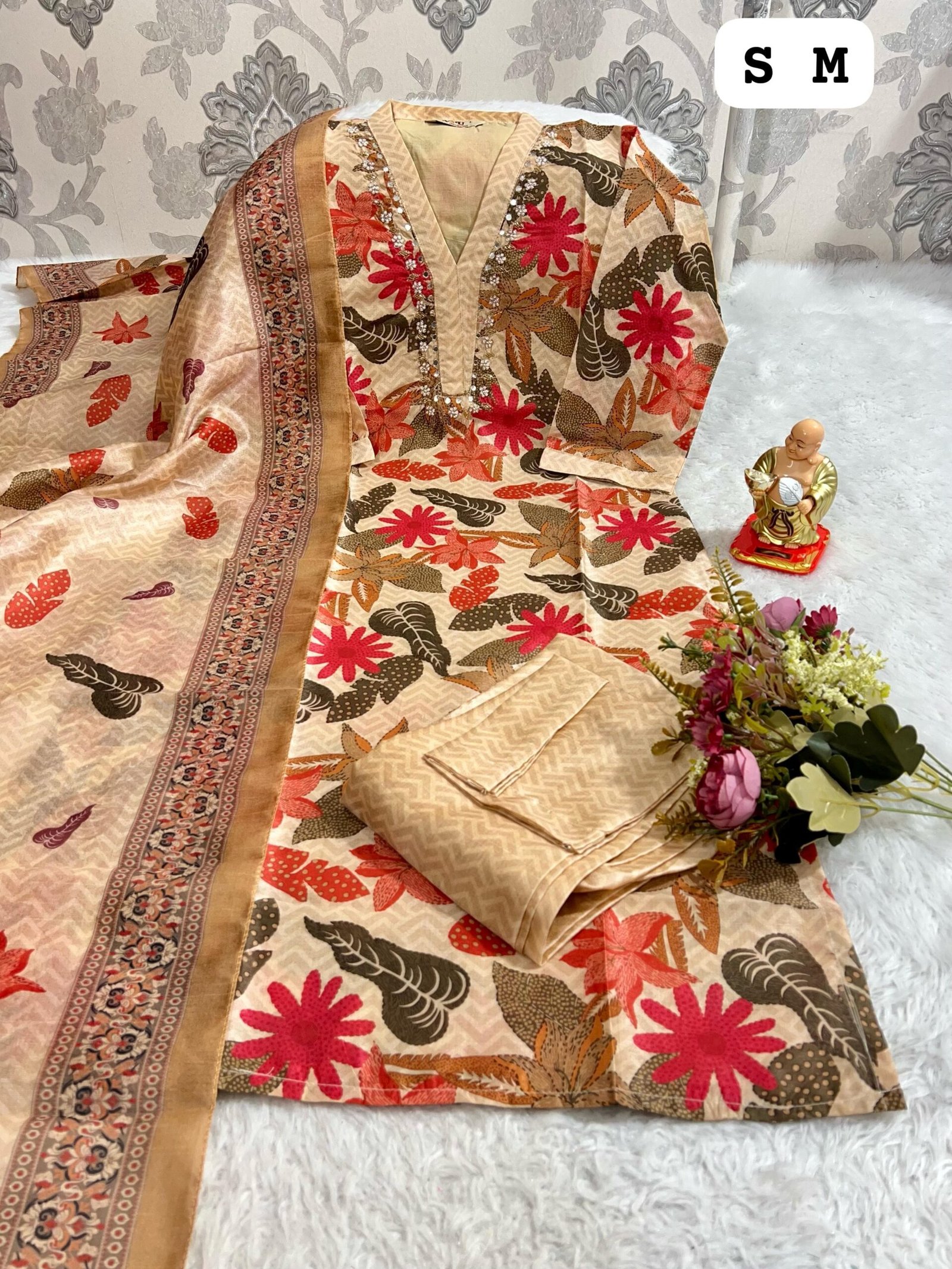 stitched NEW EXCLUSIVE RICH COLLECTION HANDWORK KURTI WITH PANT AND DUPPTA SET - Image 3