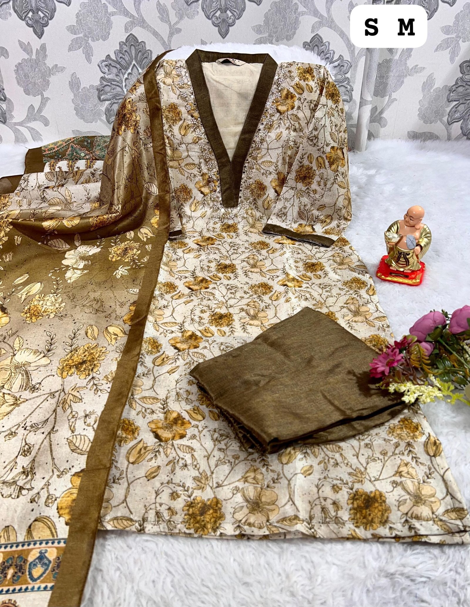 stitched NEW EXCLUSIVE RICH COLLECTION HANDWORK KURTI WITH PANT AND DUPPTA SET - Image 2