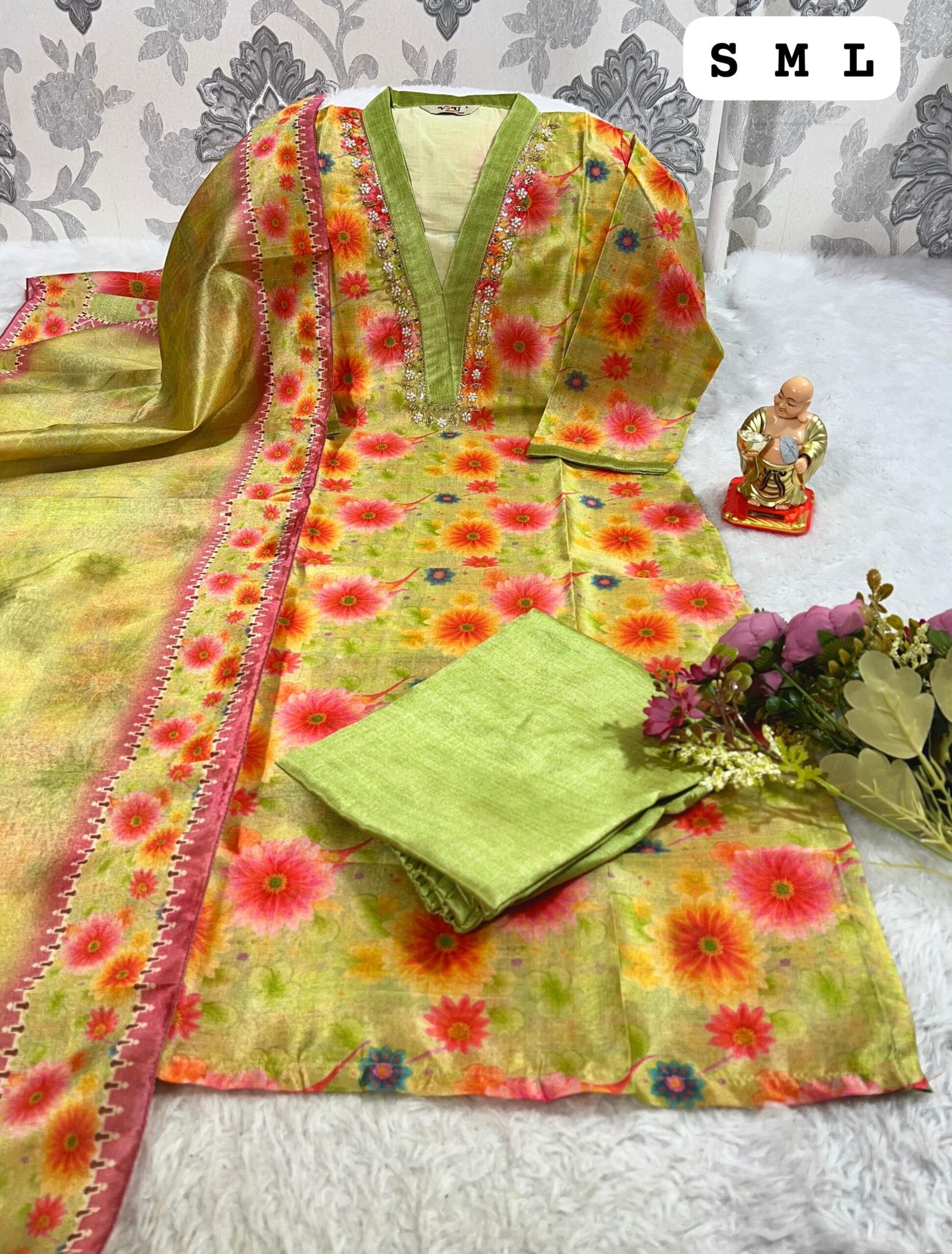 stitched NEW EXCLUSIVE RICH COLLECTION HANDWORK KURTI WITH PANT AND DUPPTA SET - Image 4