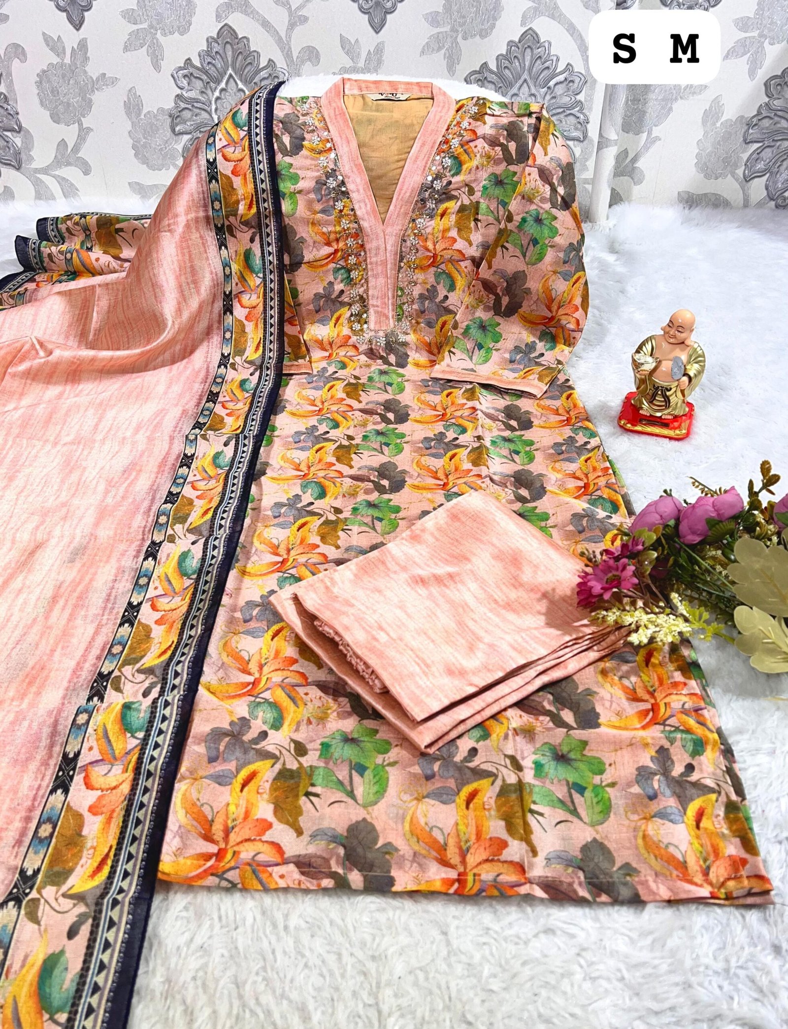 stitched NEW EXCLUSIVE RICH COLLECTION HANDWORK KURTI WITH PANT AND DUPPTA SET - Image 5