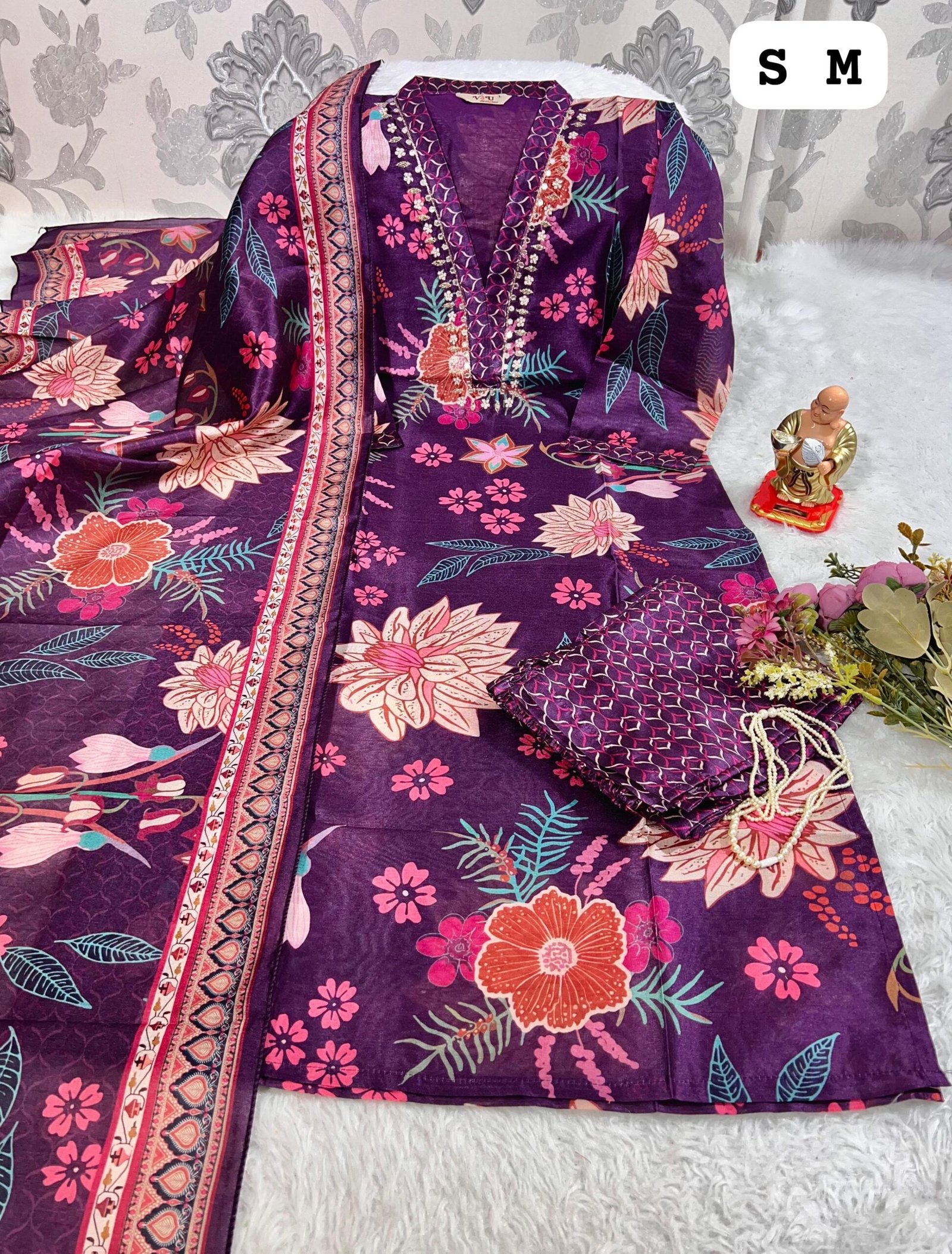 stitched NEW EXCLUSIVE RICH COLLECTION HANDWORK KURTI WITH PANT AND DUPPTA SET