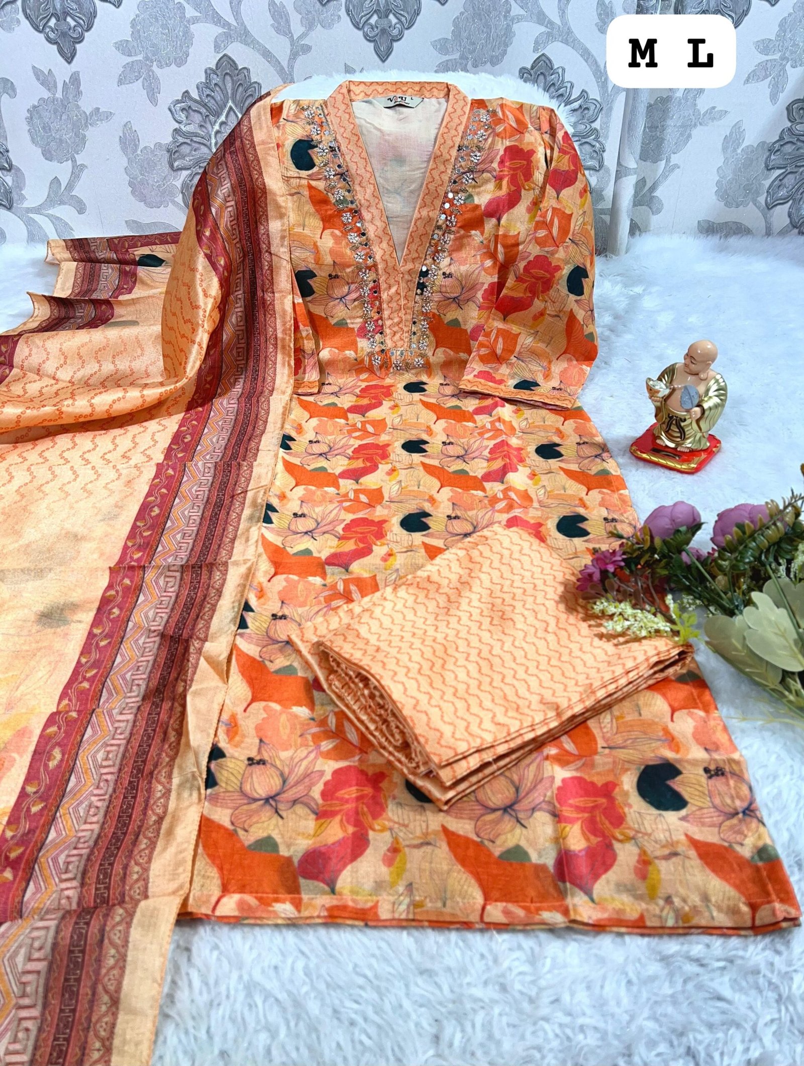 stitched NEW EXCLUSIVE RICH COLLECTION HANDWORK KURTI WITH PANT AND DUPPTA SET - Image 7