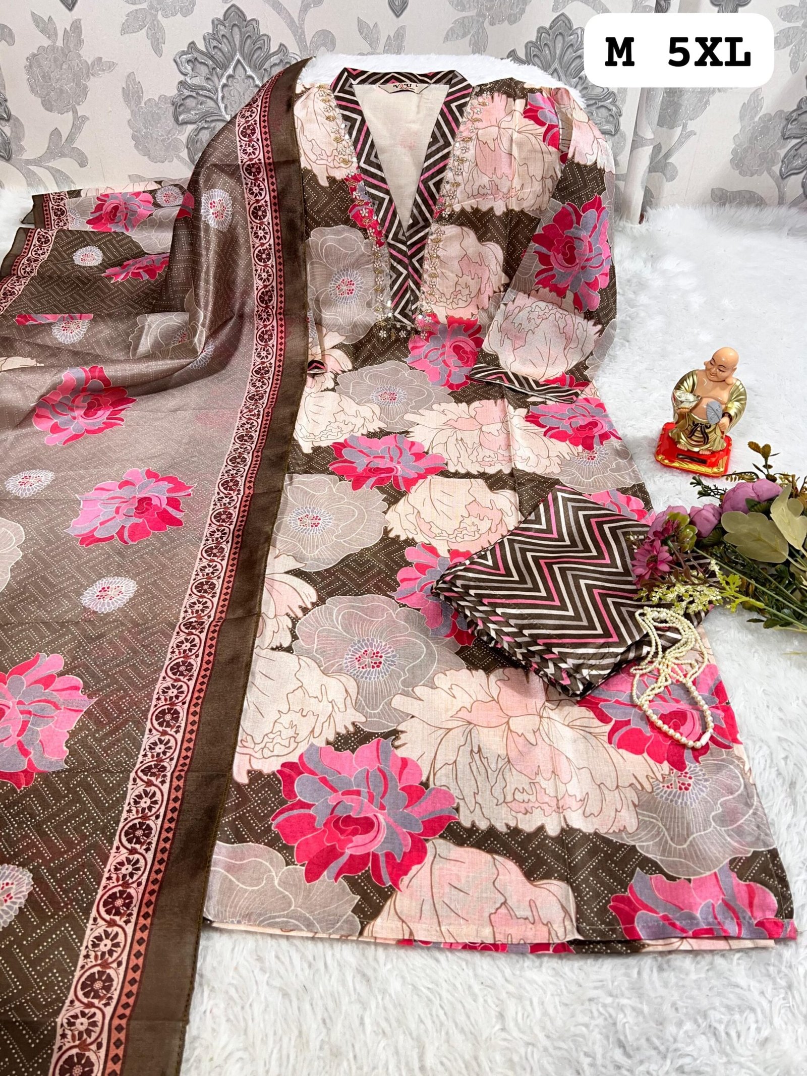 stitched NEW EXCLUSIVE RICH COLLECTION HANDWORK KURTI WITH PANT AND DUPPTA SET - Image 11