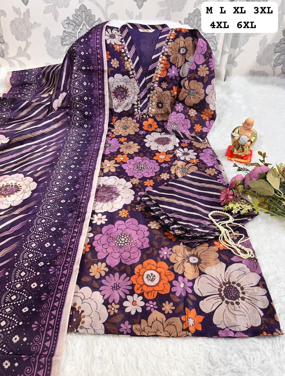 stitched NEW EXCLUSIVE RICH COLLECTION HANDWORK KURTI WITH PANT AND DUPPTA SET - Image 12