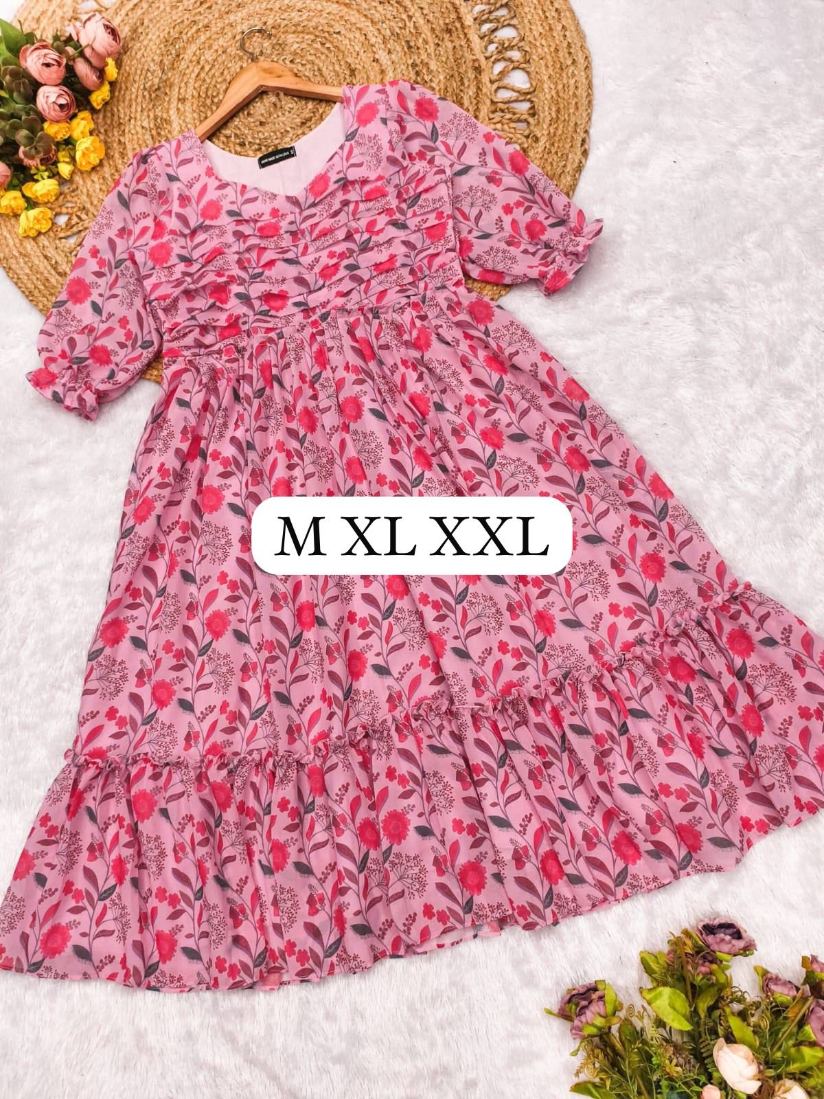 stitched BEAUTIFUL VACATION SPECIAL COLLECTION Plan your holidays in style Elevate your style with the beautiful Georgette Maxi Dress, a chic and contemporary piece crafted from luxurious georgette fabric. Its flattering silhouette and subtle flare accentuate your curves while adding a touch of sophistication to any occasion. - Image 2