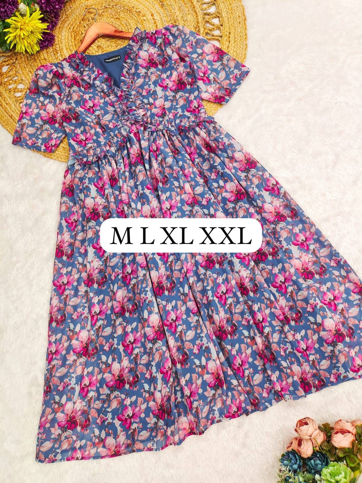 stitched BEAUTIFUL VACATION SPECIAL COLLECTION Plan your holidays in style Elevate your style with the beautiful Georgette Maxi Dress, a chic and contemporary piece crafted from luxurious georgette fabric. Its flattering silhouette and subtle flare accentuate your curves while adding a touch of sophistication to any occasion. - Image 10