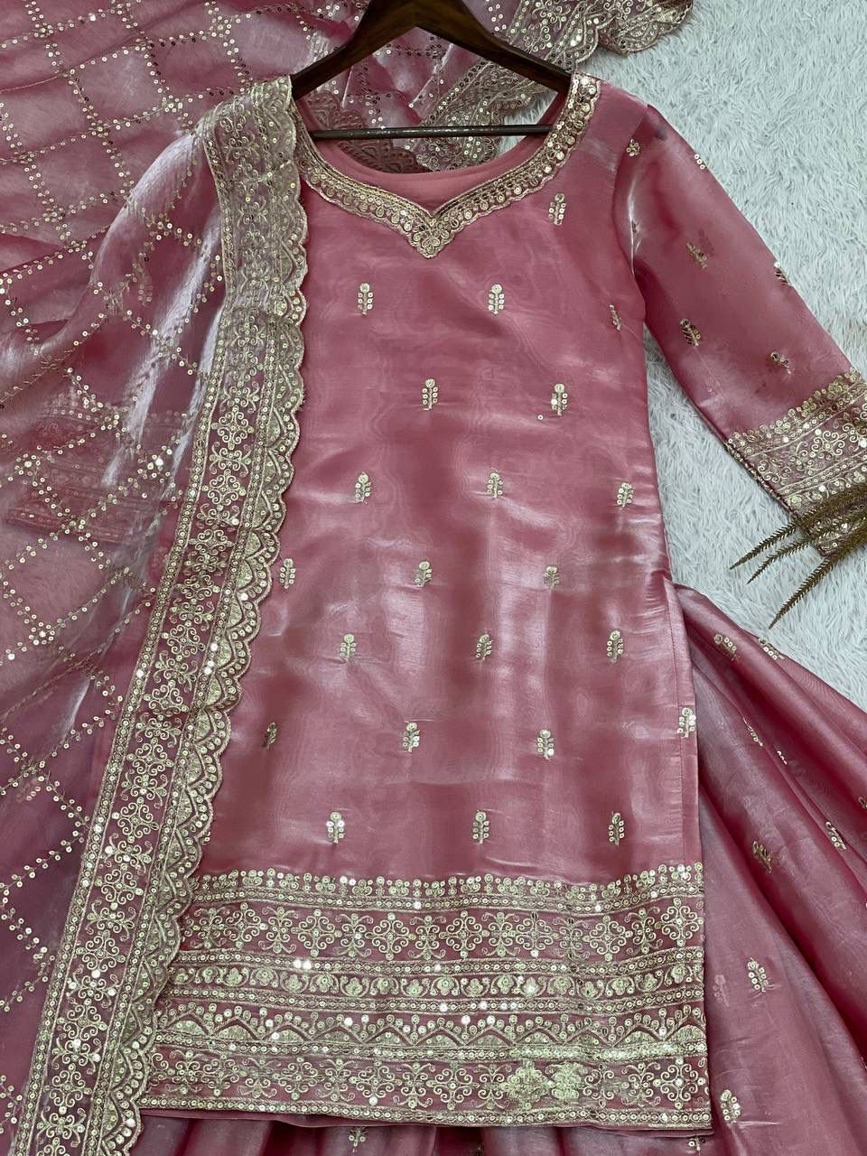 stitched PRESERNTING NEW READY TO WEAR SPACIAL FANCY DESIGN HEAVY EMBROIDERY AND SEQUENCE WORK TOP - PLAZZO WITH DUPATTA - Image 6
