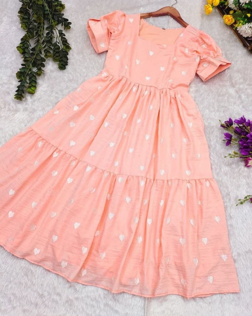 stitched Adding the joy of colours Celebrate this joy of dressing in the best way here presenting you a beautiful Summer maxi for the upcoming season with beautiful Heart All Over - Image 2