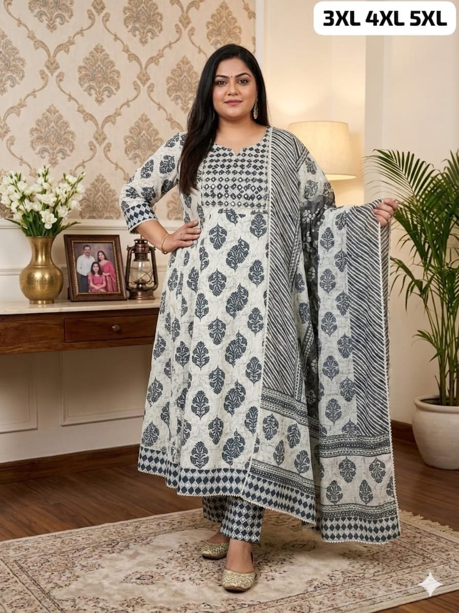 stitched #WEAR IT LOVE IT SHARE IT# PURE COTTON ANARKALI KURTI WITH PENT WITH DUPPATA - Image 4