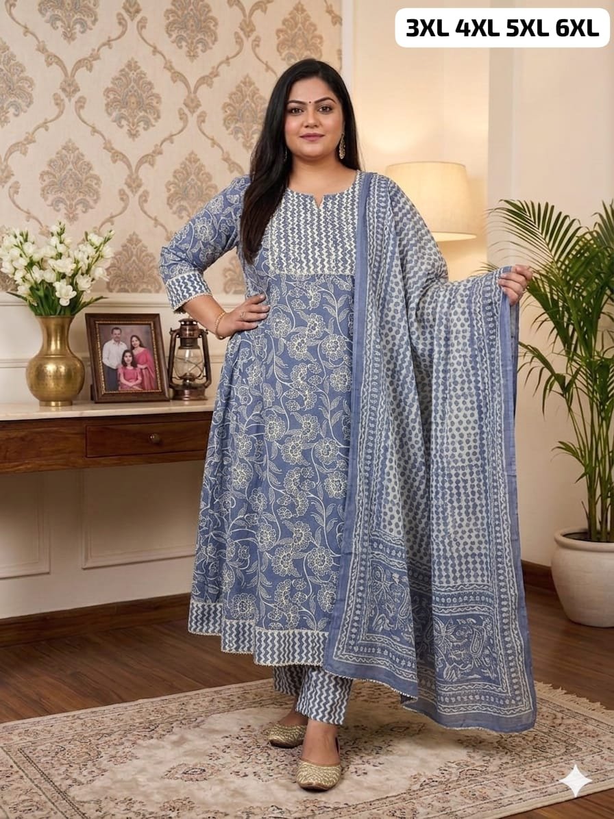 stitched #WEAR IT LOVE IT SHARE IT# PURE COTTON ANARKALI KURTI WITH PENT WITH DUPPATA - Image 2