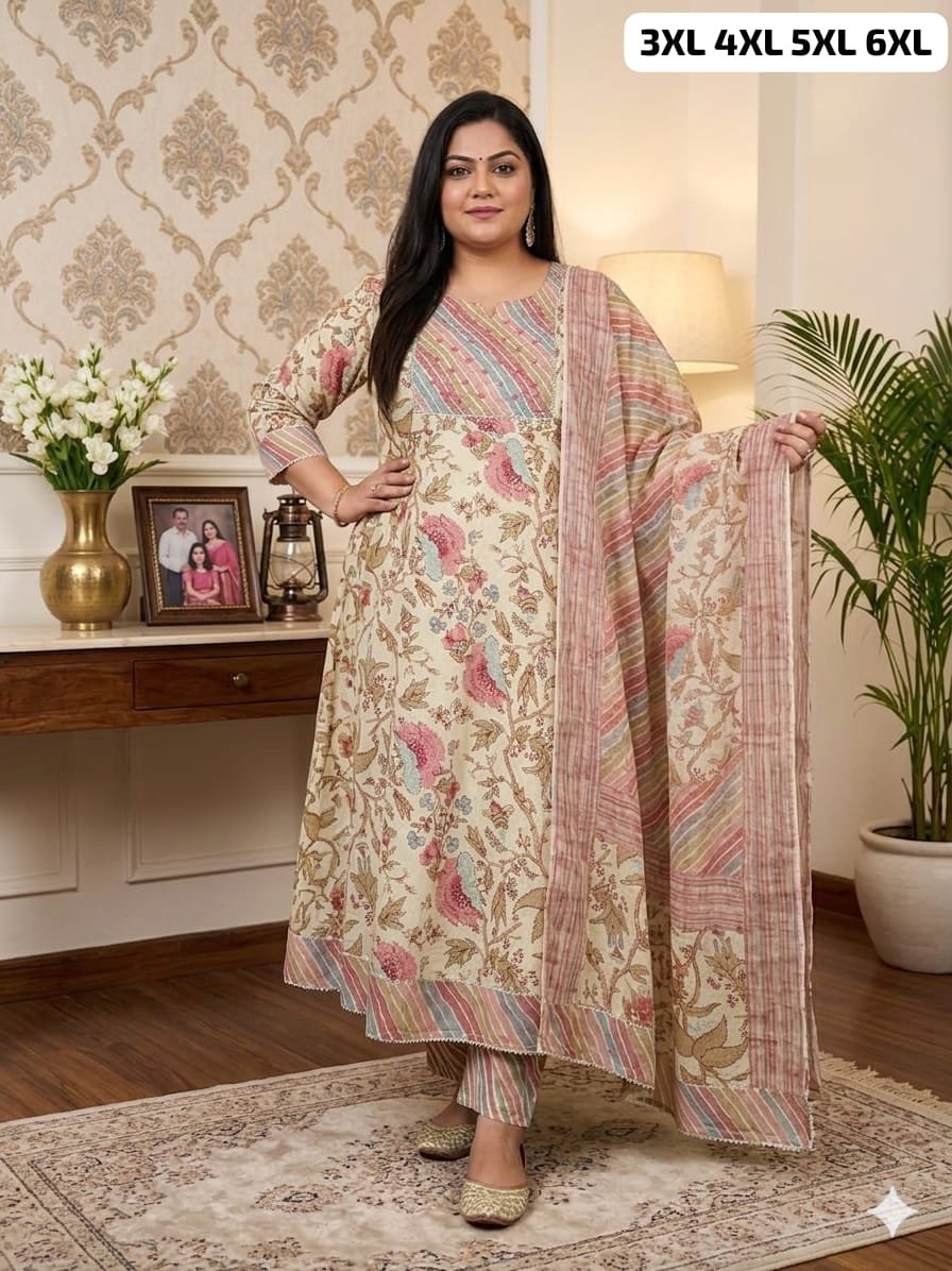 stitched #WEAR IT LOVE IT SHARE IT# PURE COTTON ANARKALI KURTI WITH PENT WITH DUPPATA - Image 3