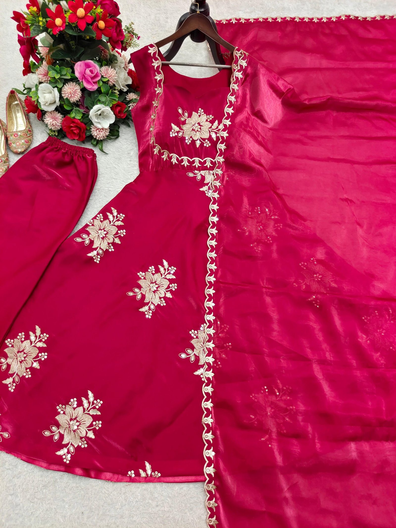 STITCHED Launching New Design Trending Zmy-Chu Silk*Gwon&Palazzo&dupatta - Image 2