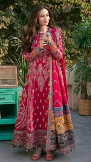 stitched gown Ivory Pakistani Suits made from Pure Muslin fabric with digital prints and lace detailing certainly sound like a fashionable choice for upcoming occasions. The comfort and style they offer can make them a great addition to your wardrobe. If you have any specific questions or need more information about these suits, feel free to ask