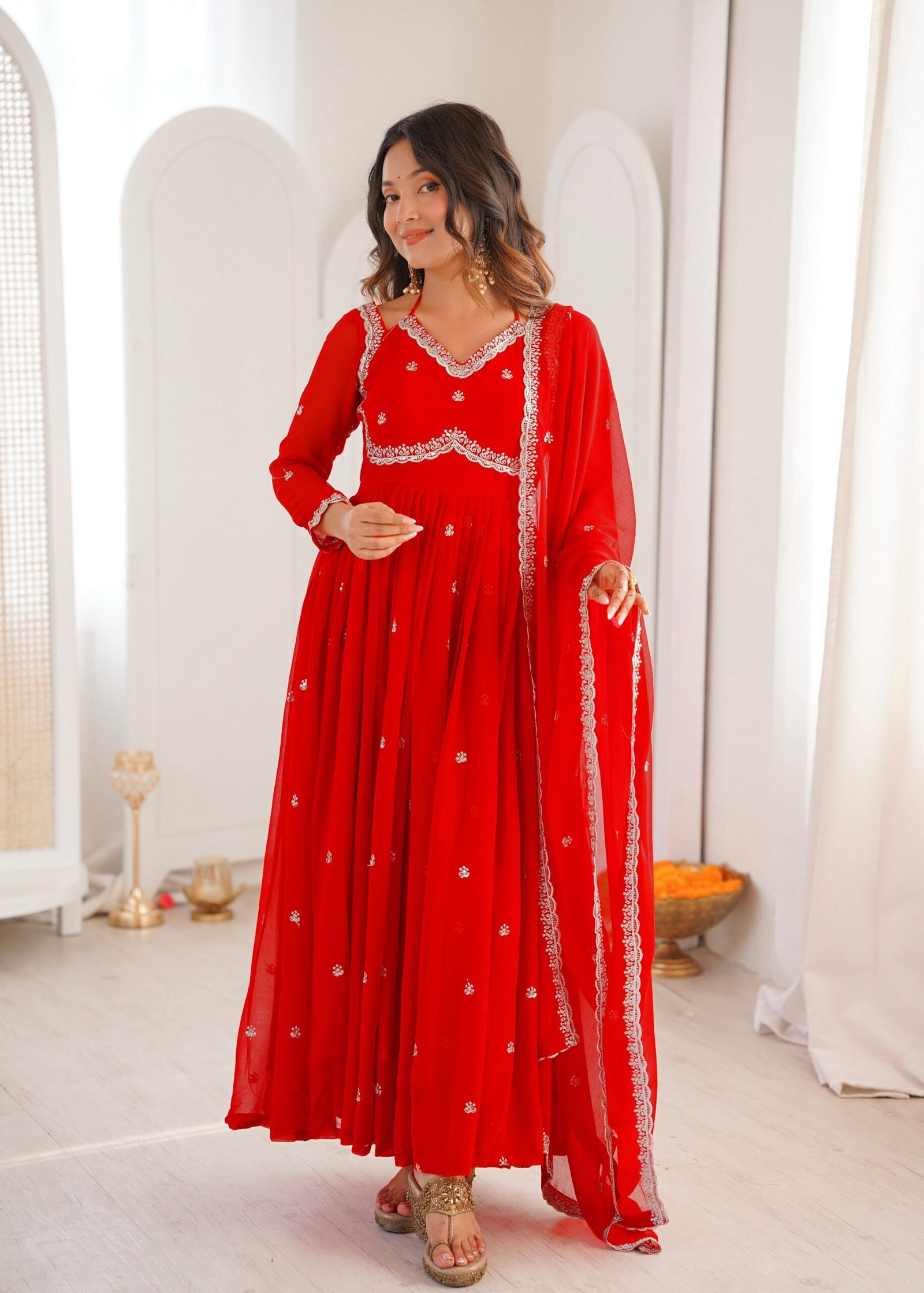 stitched NEW LAUNCHING 3 PIECE ethnic gown SET Step into effortless charm with our exclusive 3-piece set – crafted for comfort, stitched with grace.