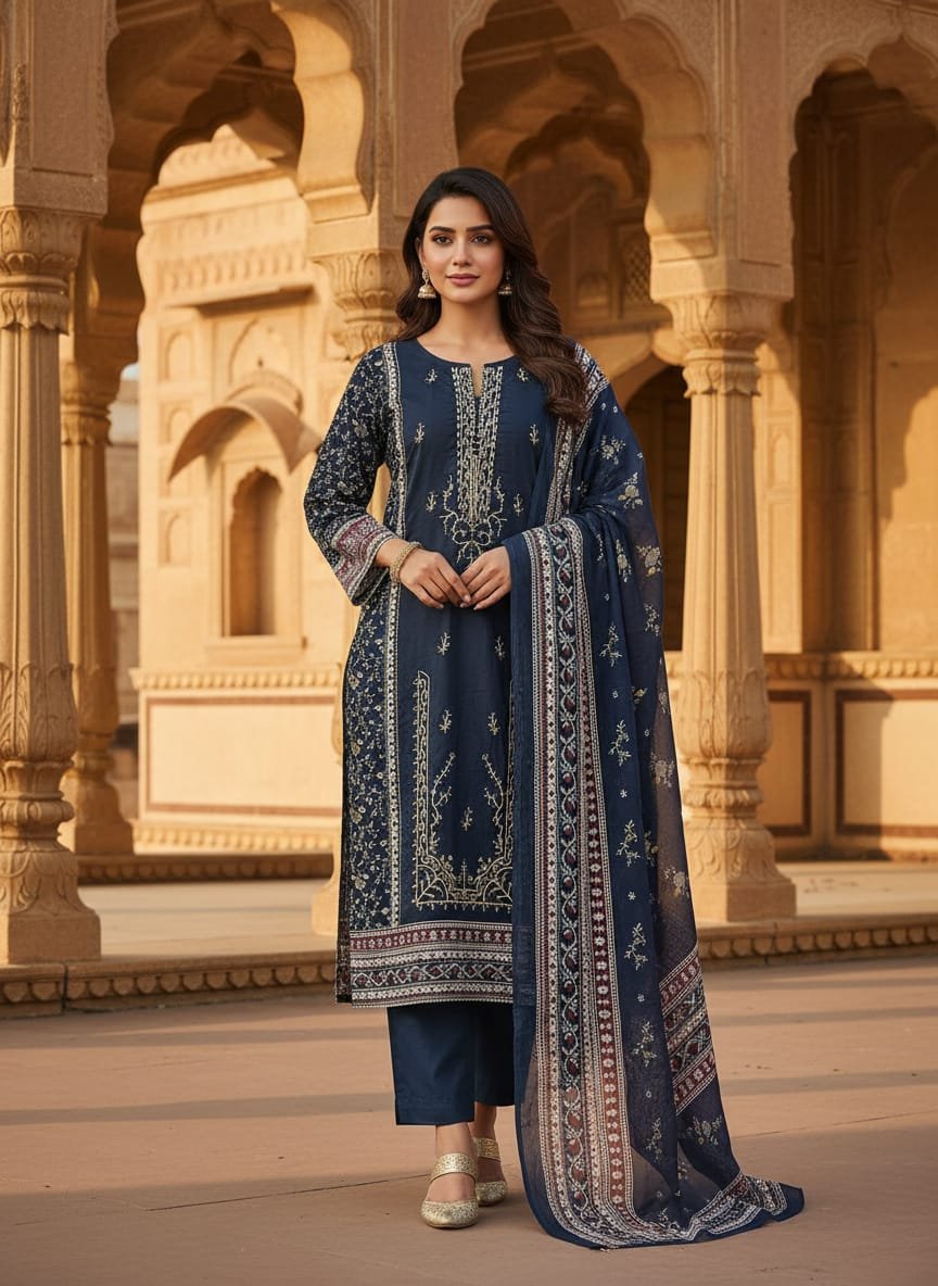 stitched New Launch Alert: Dive into the charm of Pakistani Prints & Intricate Embroidery. YD- 078