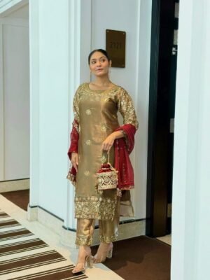 stitched UPCOMING NEW EID SPACIAL READY TO WEAR COLLECTION 3 PIECE FANCY KURTI WITH BEAUTIFUL BOTTOM AND DUPATTA