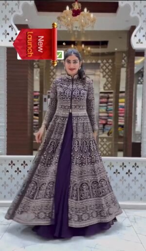 unstitched LUNCHING NEW DESIGNER WEAR KOTI HEAVY CHINE STITCH WORK WITH LEHENGAS