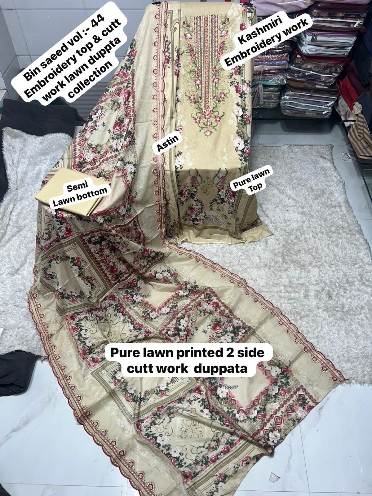 unstitched BIN SAEED VOL :- Mix all CATALOGUE DESIGN DUPPTA cutwork Work Collection 2025 - Image 9