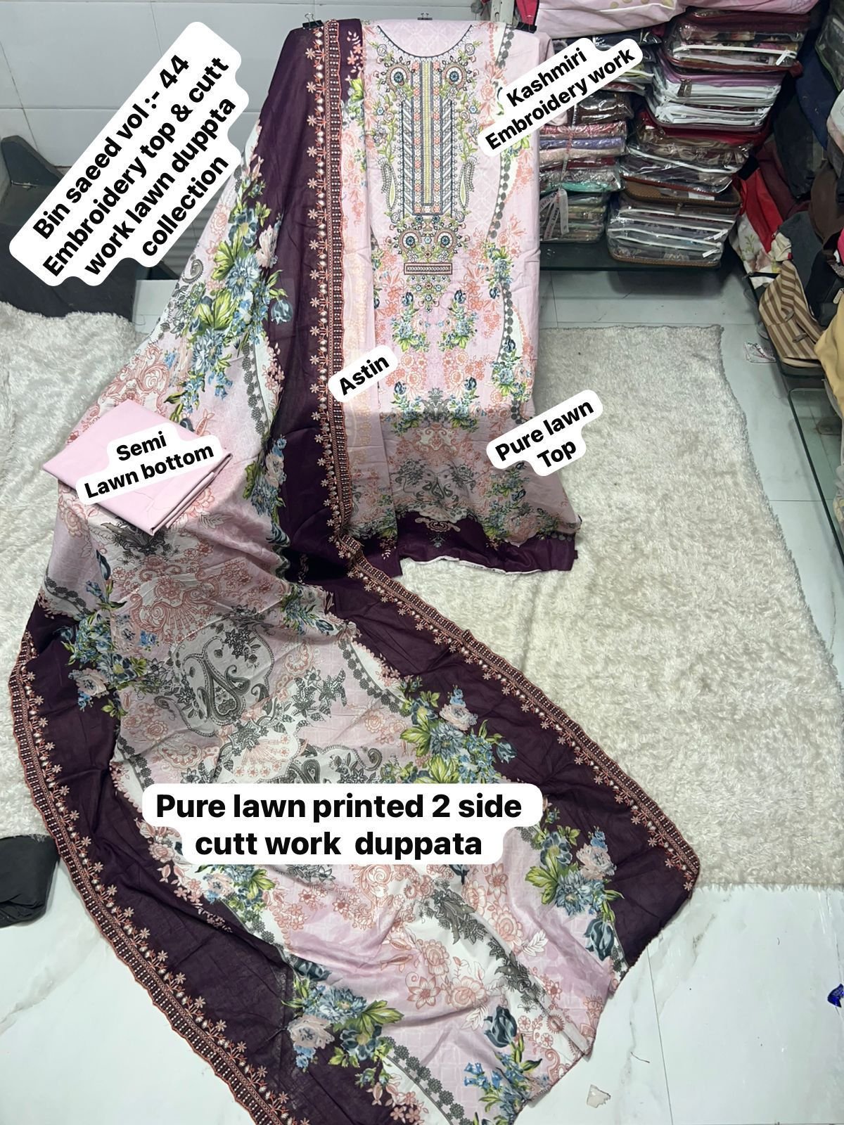 unstitched BIN SAEED VOL :- Mix all CATALOGUE DESIGN DUPPTA cutwork Work Collection 2025