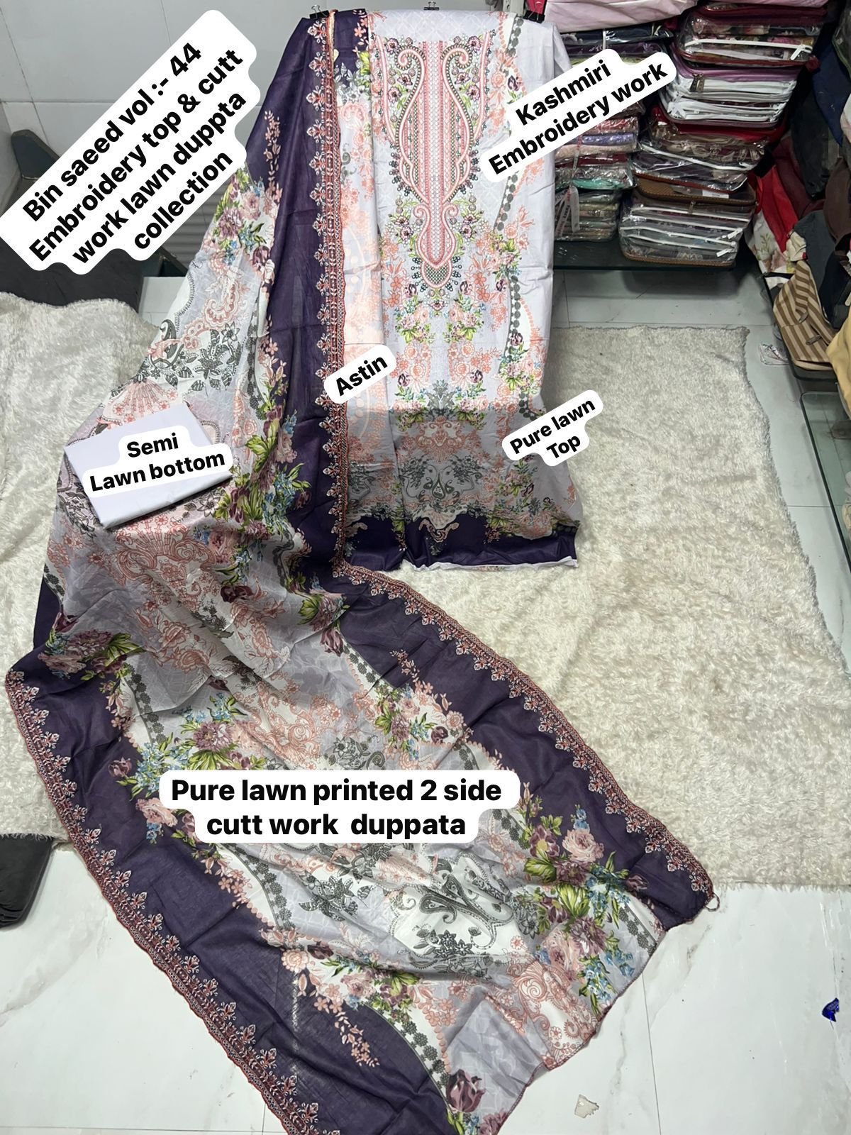 unstitched BIN SAEED VOL :- Mix all CATALOGUE DESIGN DUPPTA cutwork Work Collection 2025 - Image 11