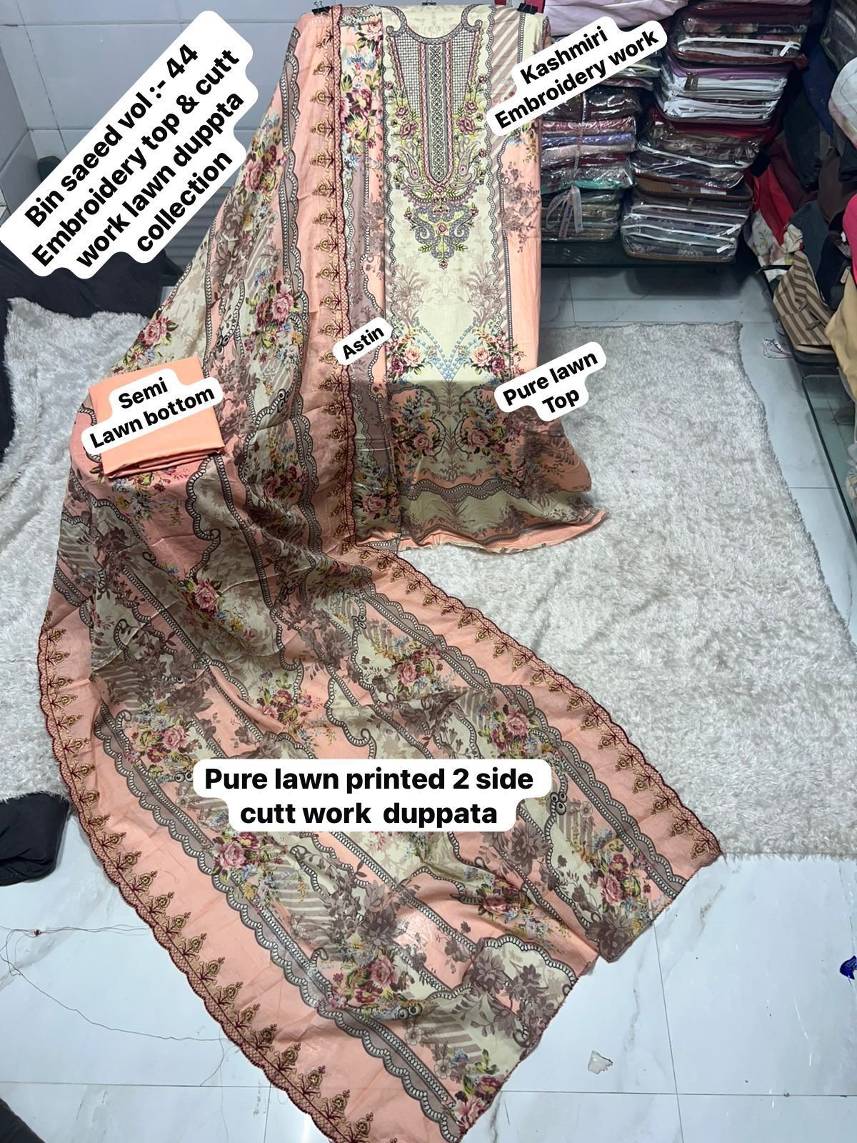 unstitched BIN SAEED VOL :- Mix all CATALOGUE DESIGN DUPPTA cutwork Work Collection 2025 - Image 10