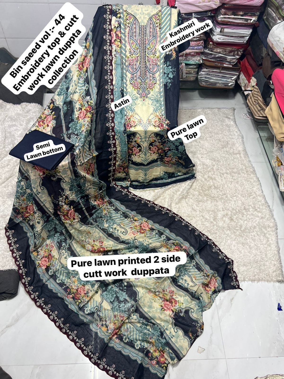 unstitched BIN SAEED VOL :- Mix all CATALOGUE DESIGN DUPPTA cutwork Work Collection 2025 - Image 13