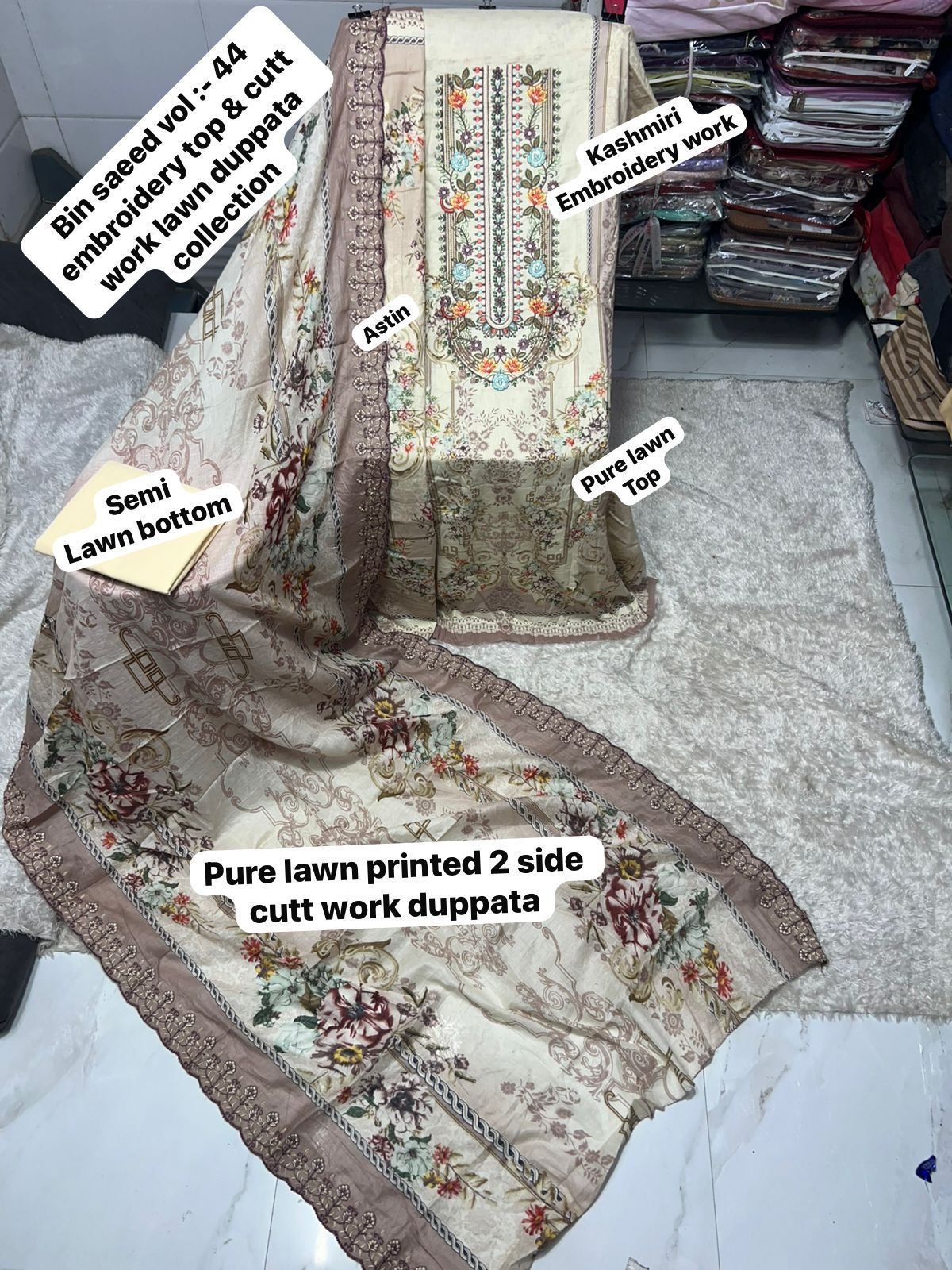 unstitched BIN SAEED VOL :- Mix all CATALOGUE DESIGN DUPPTA cutwork Work Collection 2025 - Image 14