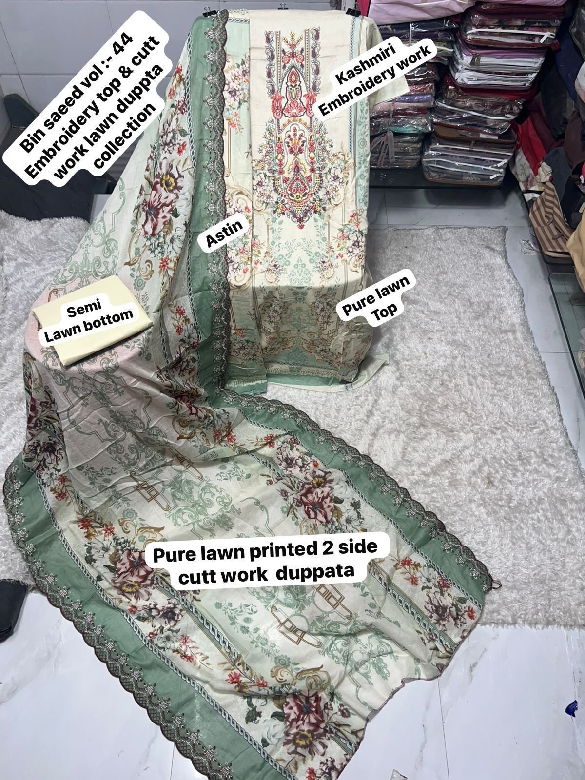 unstitched BIN SAEED VOL :- Mix all CATALOGUE DESIGN DUPPTA cutwork Work Collection 2025 - Image 12