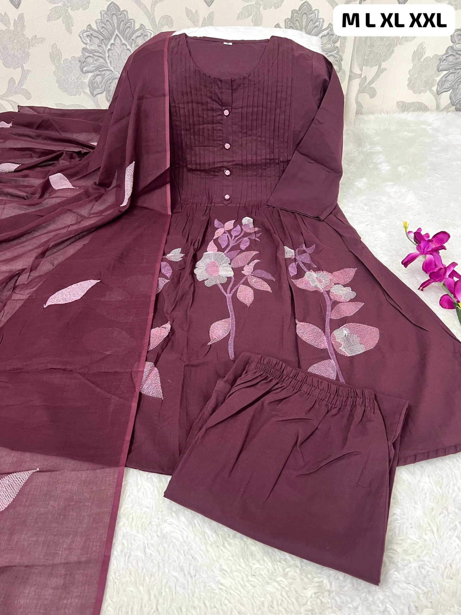 stitched Upgrade your ethnic wardrobe with this elegant cotton suit set crafted to perfection