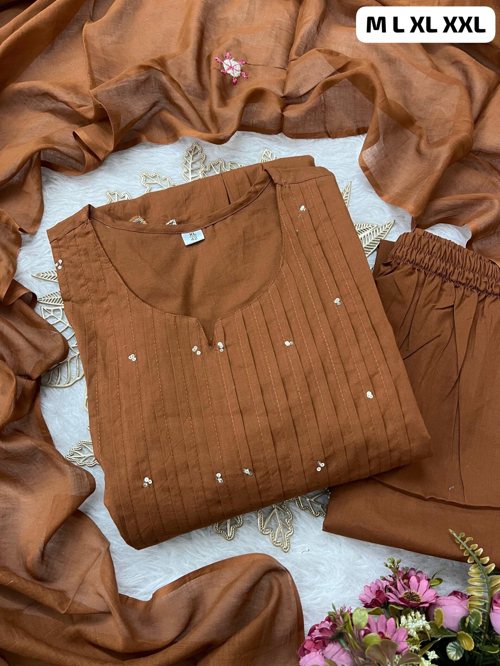 stitched Upgrade your ethnic wardrobe with this elegant cotton suit set crafted to perfection - Image 4