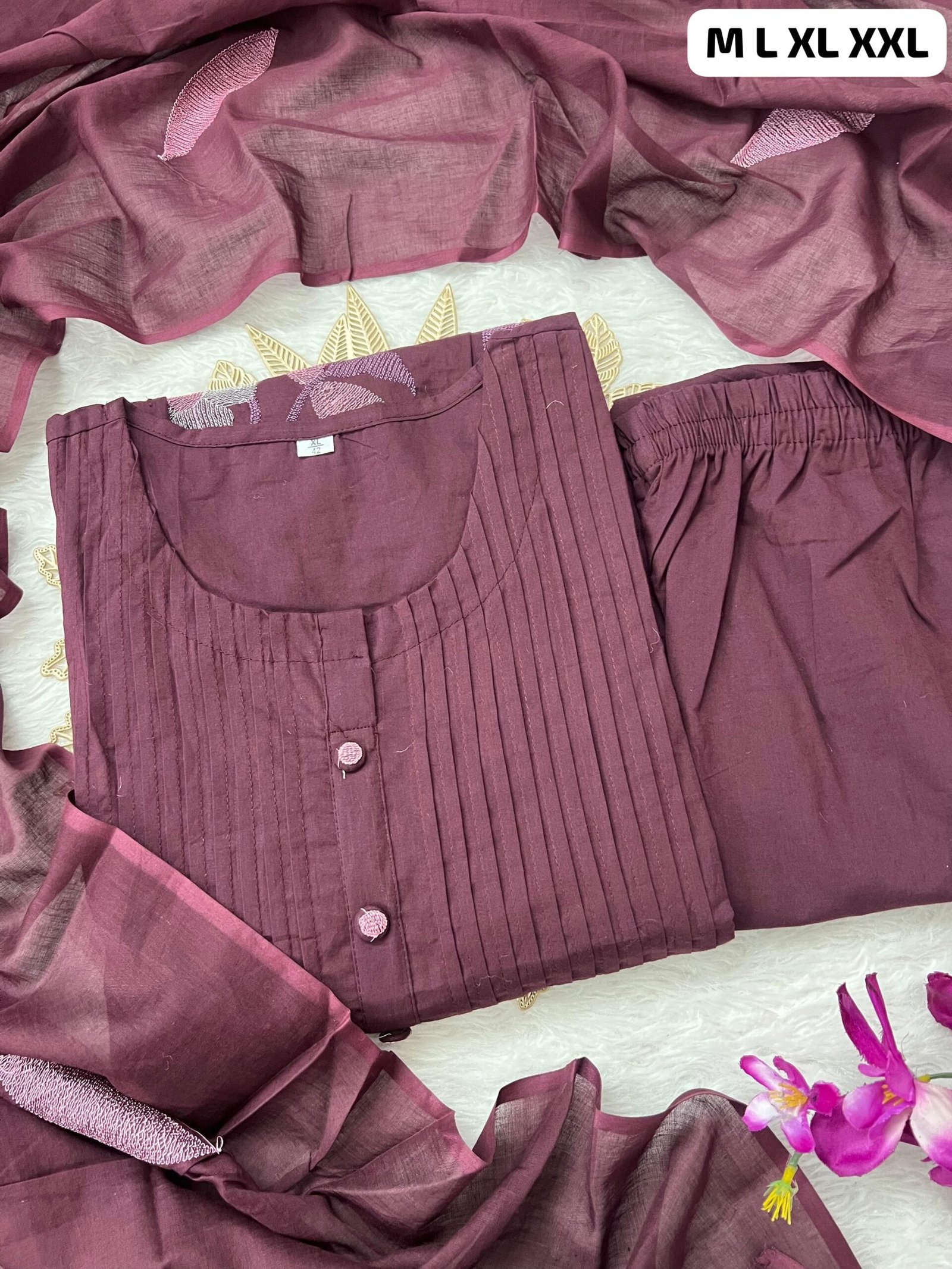 stitched Upgrade your ethnic wardrobe with this elegant cotton suit set crafted to perfection - Image 2