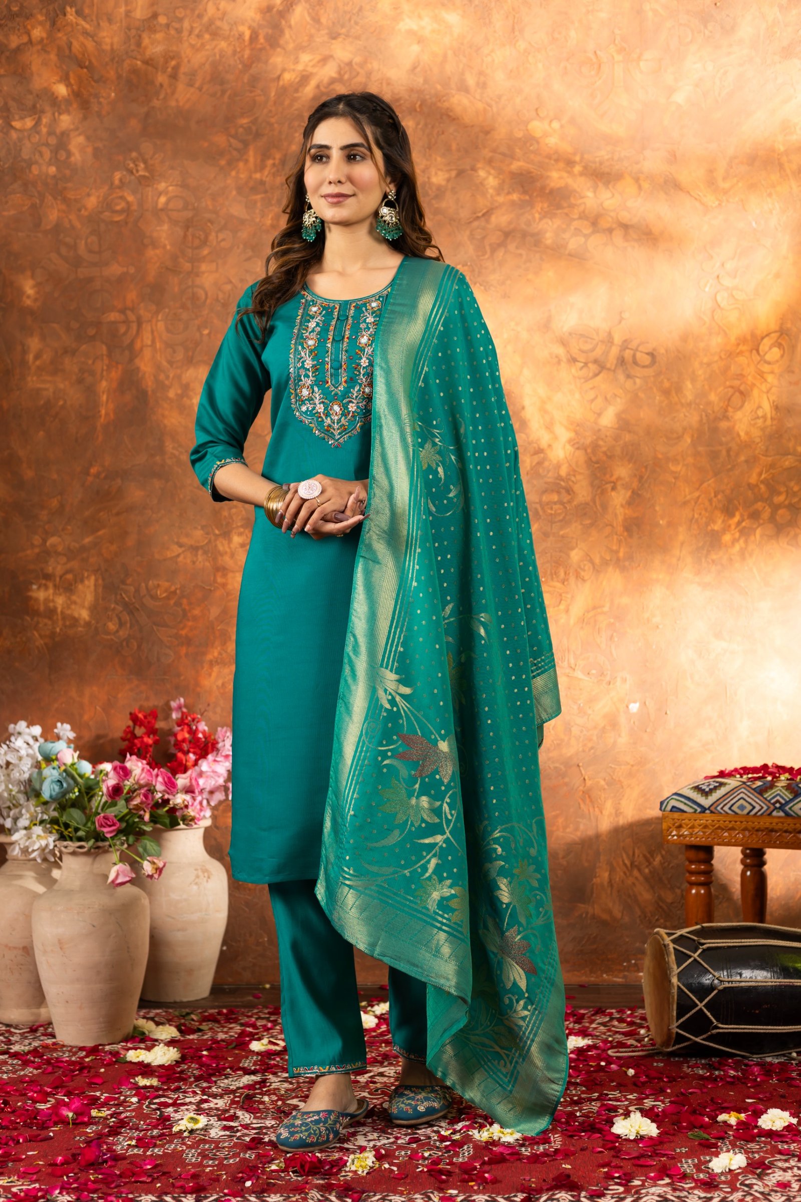 stitched AK-103 Multi Embroidery Thread With Hand Work - Image 3